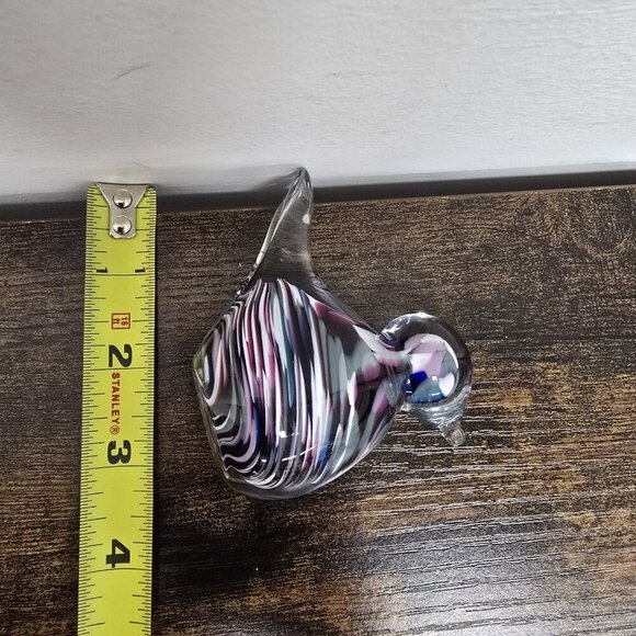 Glass Art Bird Paperweight Purple Blue Gray White Swirl Pattern EUC - Picture 9 of 9